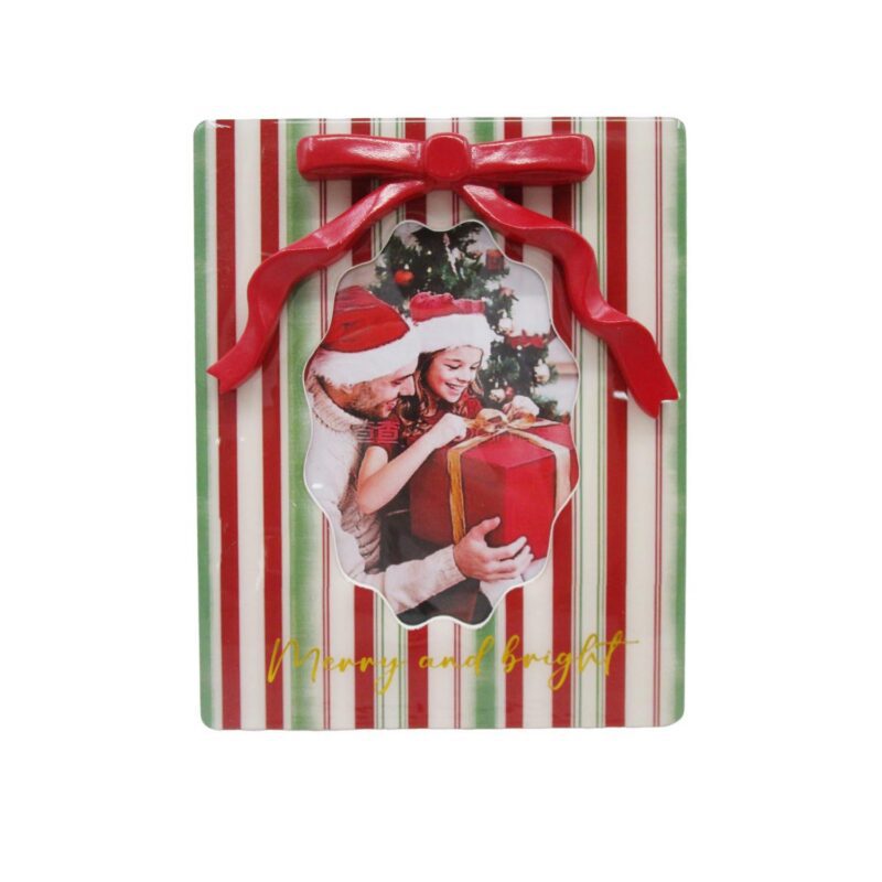 Epoxy Resin Red-Green Stripe Christmas Photo Frame - Chri...