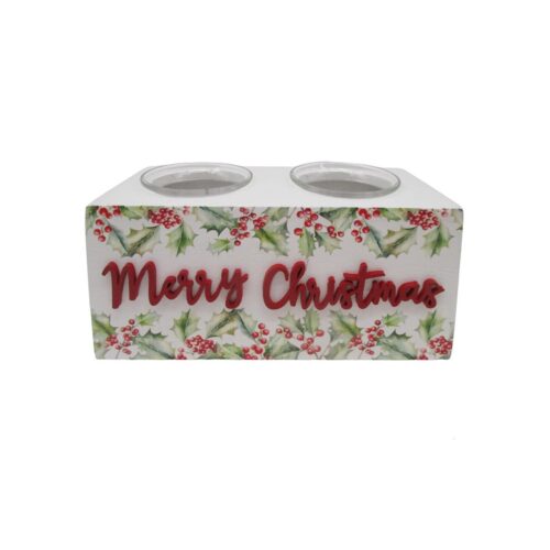 Wooden Two-Hole Candle Holder - Christmas - life-deco.com