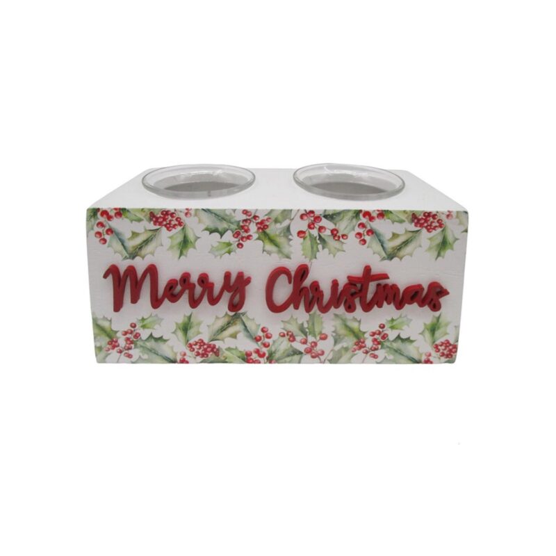 Wooden Two-Hole Candle Holder - Christmas - life-deco.com