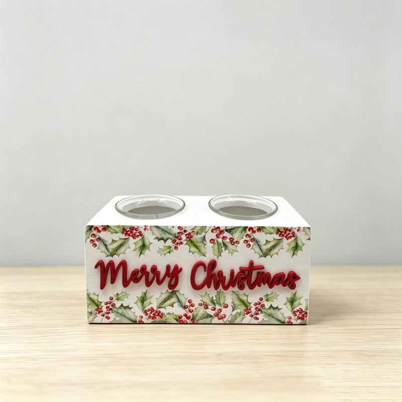 Wooden Two-Hole Candle Holder - Christmas - life-deco.com