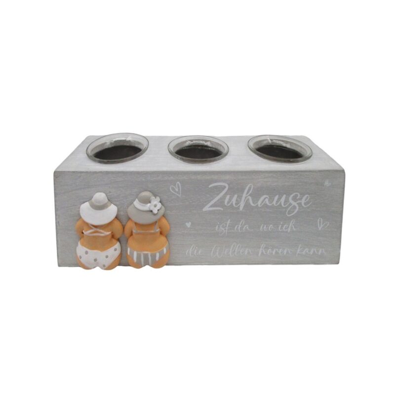 Wooden 3-Hole Candle Holder - Coastal (Summer) - life-de...