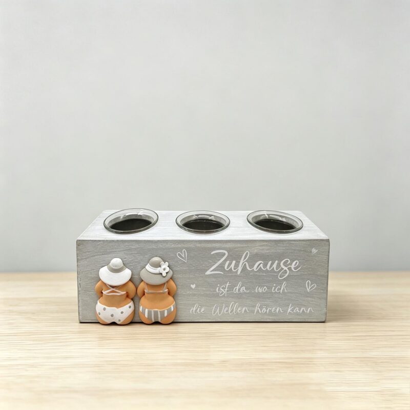 Wooden 3-Hole Candle Holder - Coastal (Summer) - life-de...