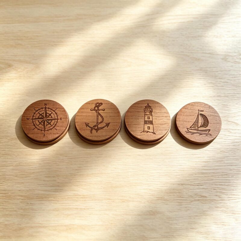 Set of 4 Nautical Wooden Coasters - Coastal (Summer) - life-deco.com