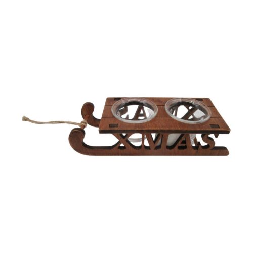 Wooden Sleigh-Shaped Two-Hole Decor Piece - Christmas - ...