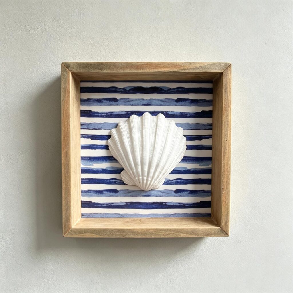 Wave-Trimmed White Frame with Shell - Coastal (Summer) - life-deco.com