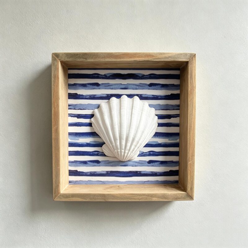 Wave-Trimmed White Frame with Shell - Coastal (Summer) - life-deco.com