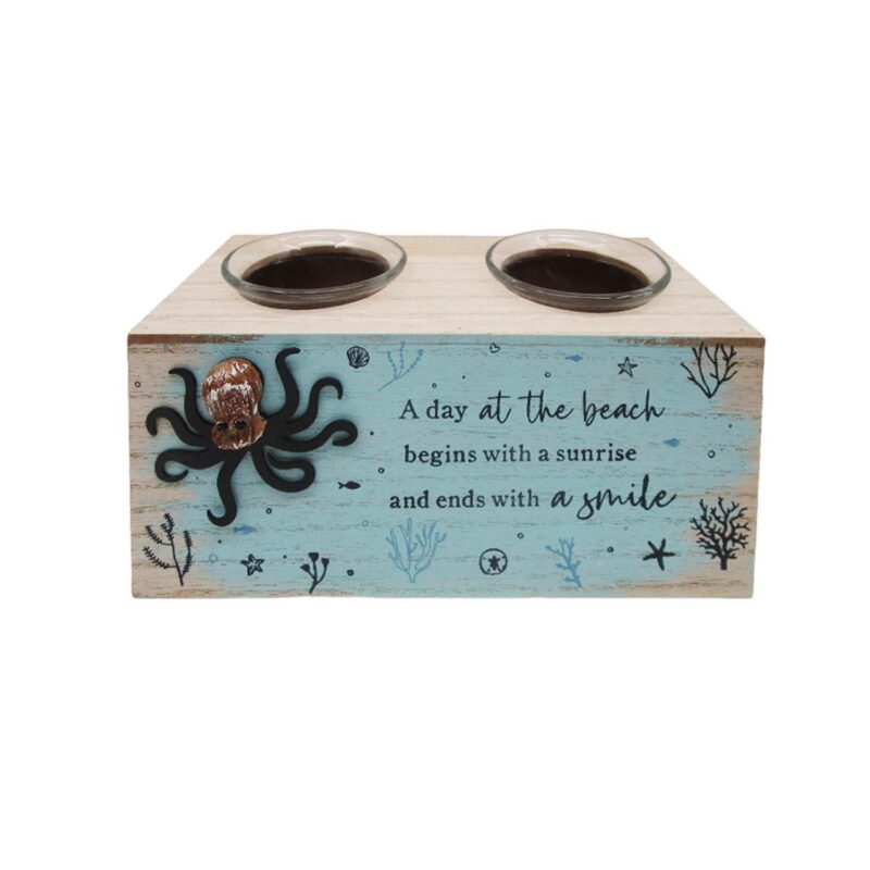 Wooden Double-Cup Holder - Coastal (Summer) - life-deco.com