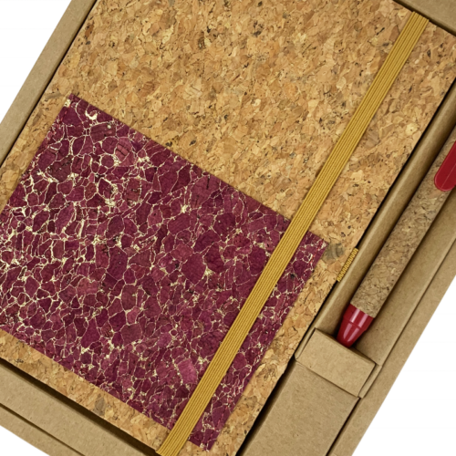 A5 Customized Logo Diary Business Cork Cover Leather Planning Notebook with Pen Gift Set Corporate Promotional Gifts - Cor...