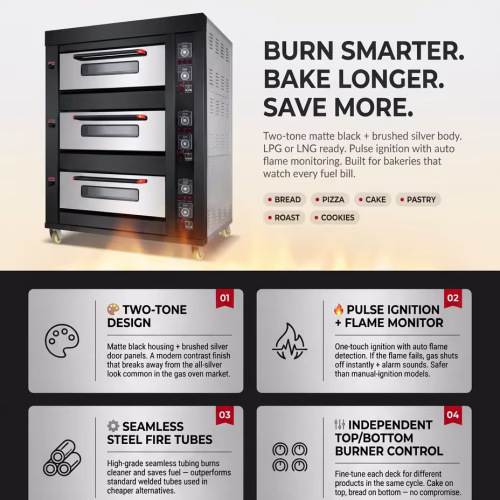 YCQ1 Black Bakery Bread Baking Cake Deck gas oven for sale price</trp-post-con...