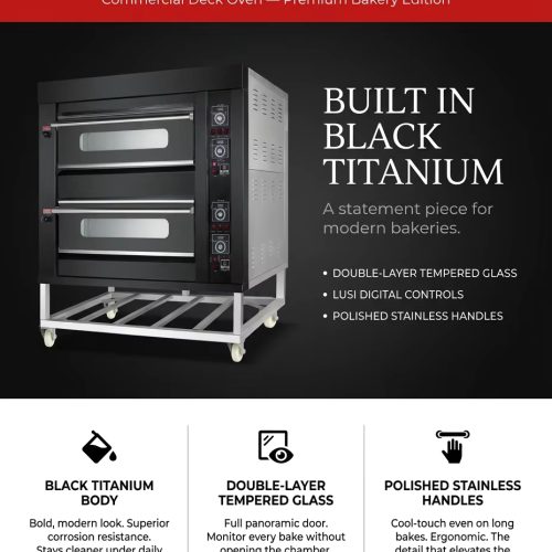 Black Cheap Big Glass door type Black new deck bakery ovenmachine for sale - Deck Oven - rmachinery.com