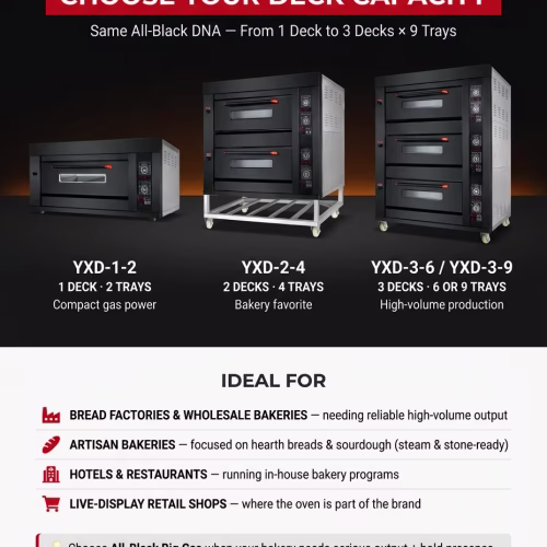 All Black Type Commercial Big gas deck ovenfor baking bread - Deck Oven - rmachinery.com