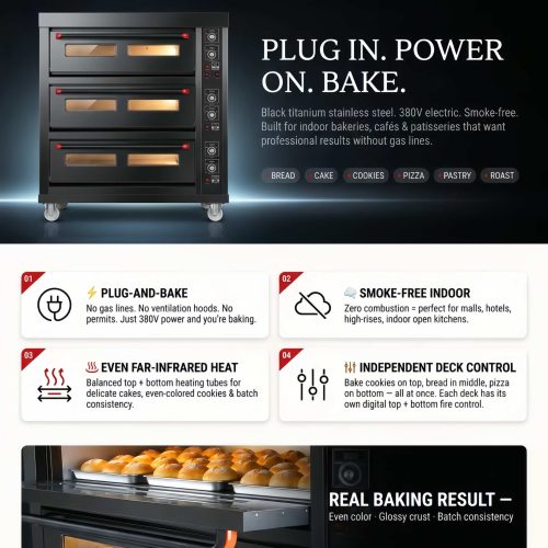Stainless steel deck oven New black commercial electric ovenfor bakery - Deck Oven - rmachinery.com