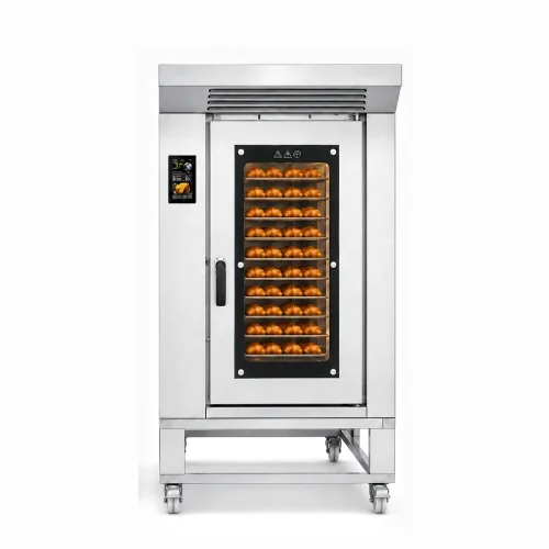 R&M 10 tray rotary oven stand version — vertical rotating oven with stainless steel stand