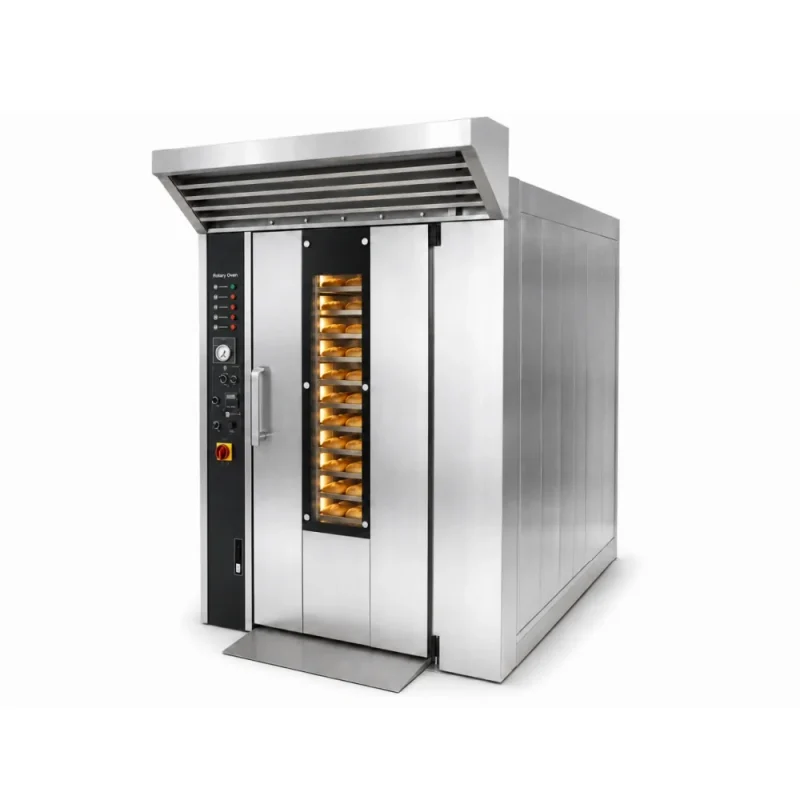 R&M 12 tray rotary rack oven — compact roll-in trolley oven for commercial bakeries
