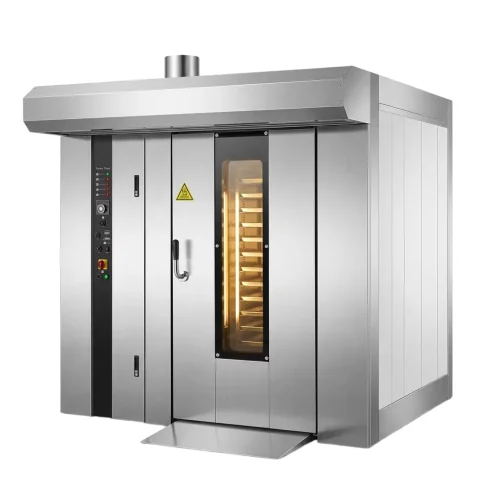 R&M 32 tray rotary oven wide front view — industrial bakery rack oven stainless exterior