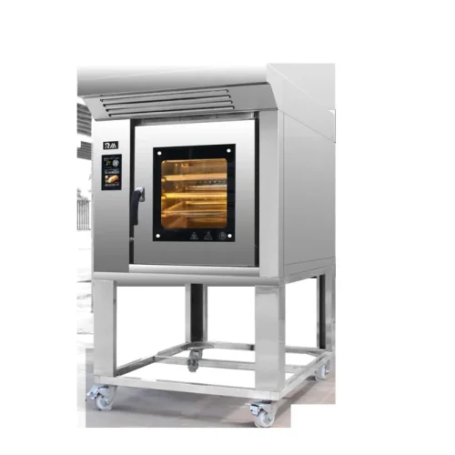 R&M 5 tray gas rotary oven — compact hot air rotary oven with stand configuration