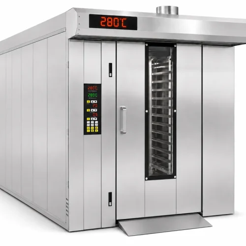 64 tray large industrial baking oven lineup — commercial rotary oven plant capacity series