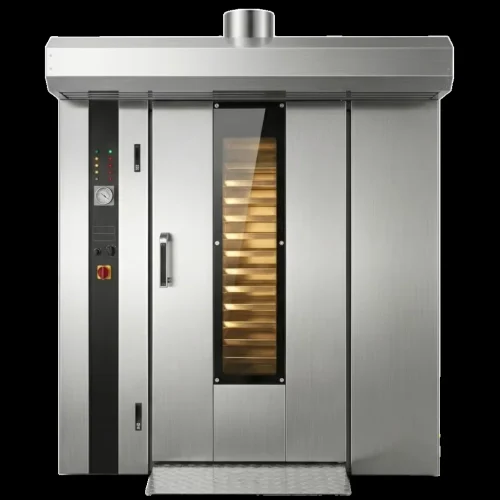 R&M 64 tray rotary oven front view — large-capacity industrial bakery plant oven
