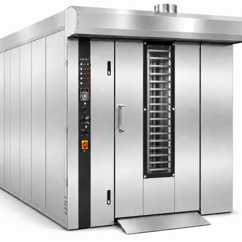 64 tray rotary oven site installation render — industrial bakery plant oven building integration