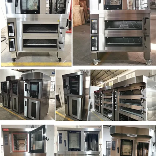 R&M artisan deck oven with convection section and stone deck loaded with bread loaves