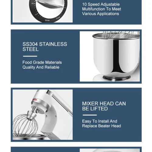 mixer stand for kitchen – detail display of speed dial, bowl, tilt head and silicone pad