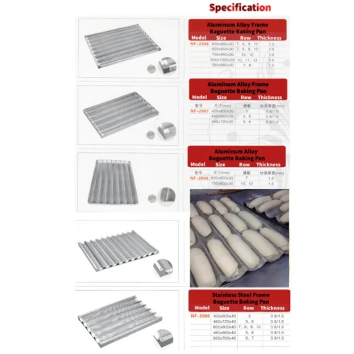 R&M baguette tray specification models corrugated channels dough in pan