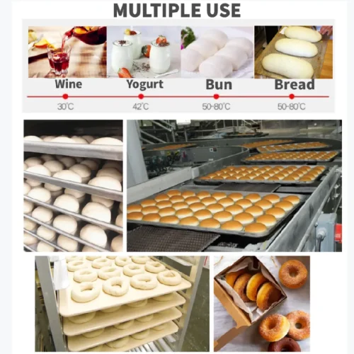 R&M XF-series proofer multiple use — wine 30C, yogurt 42C, buns and bread 50-80C