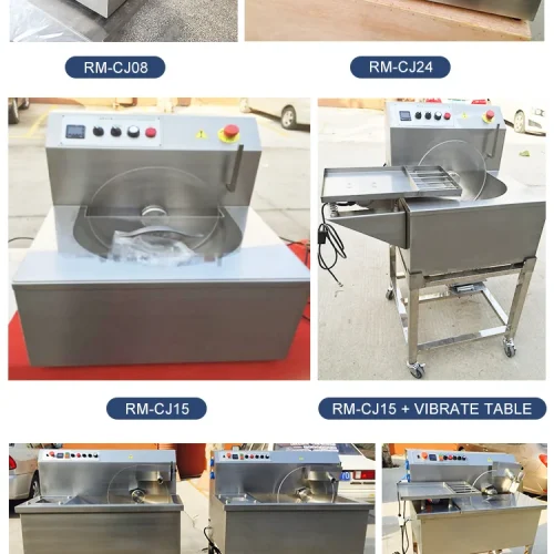 Chocolate temperer models and optional vibration table