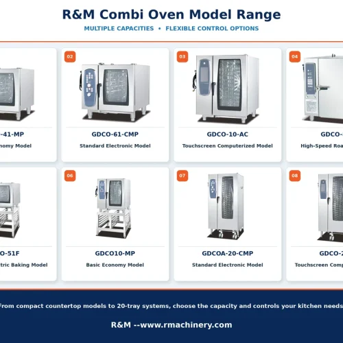 R&M commercial combi oven 8-model range overview — 4 to 20 tray electric models