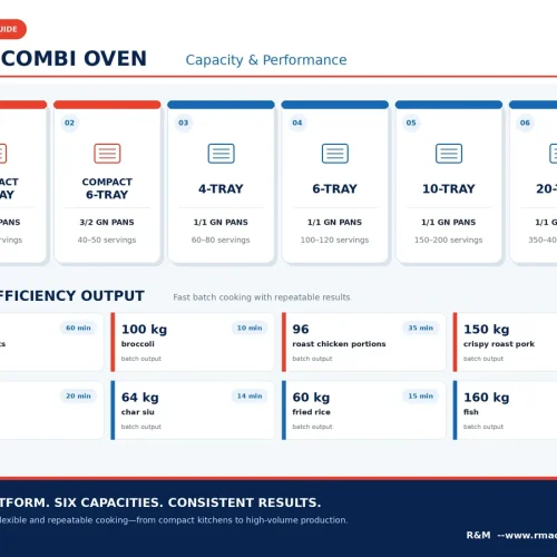 Commercial combi oven capacity and performance comparison chart — portions per load by model