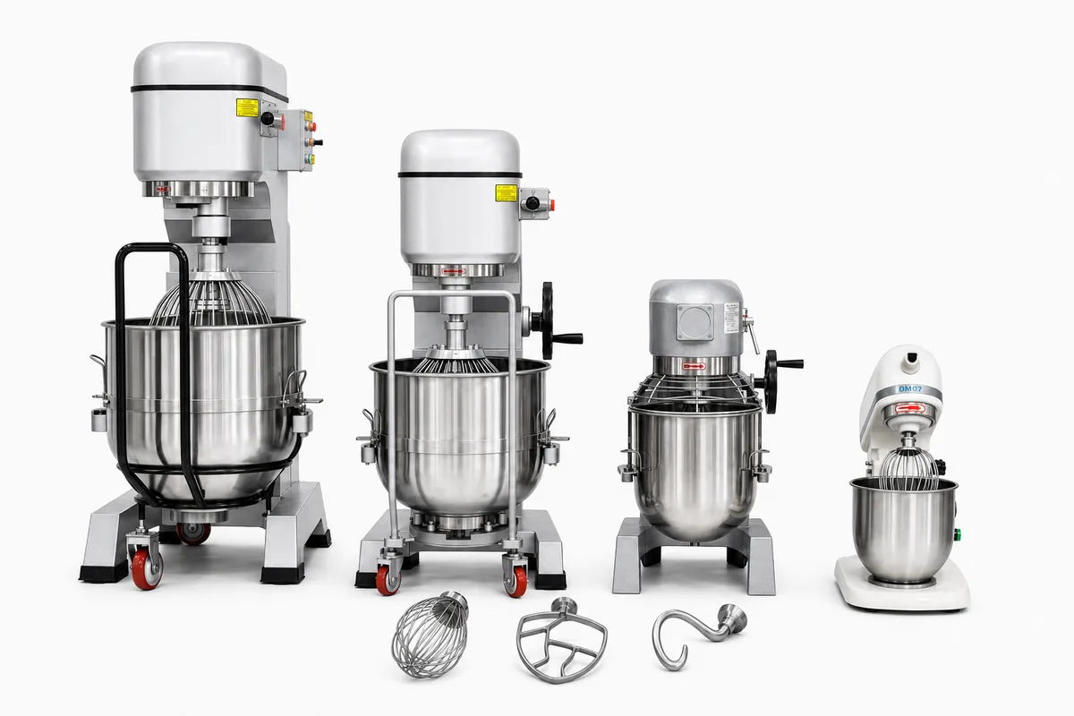 R&M commercial bakery mixer lineup — food planetary mixer and spiral dough mixer for bakeries and food factories