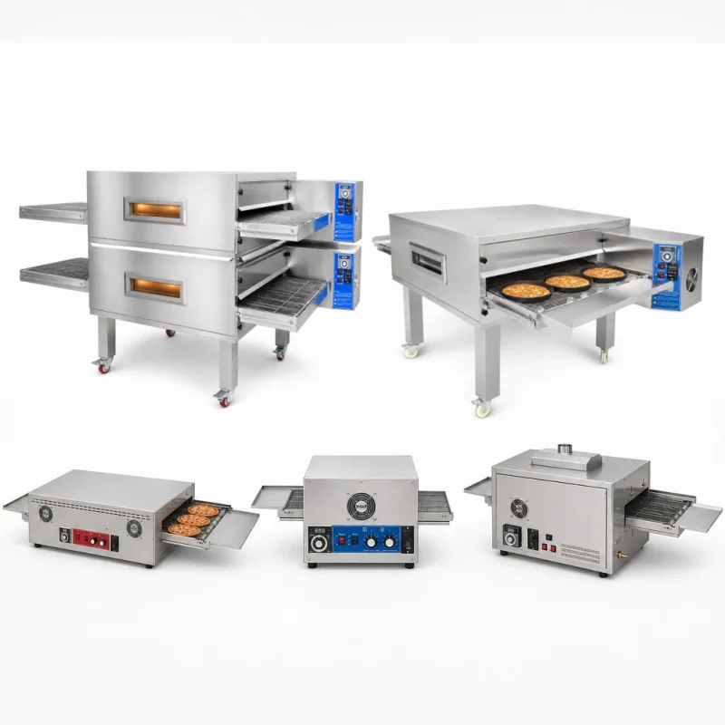 Commercial conveyor pizza oven series — 12, 18 and 32 inch models in electric and gas with stainless steel construction