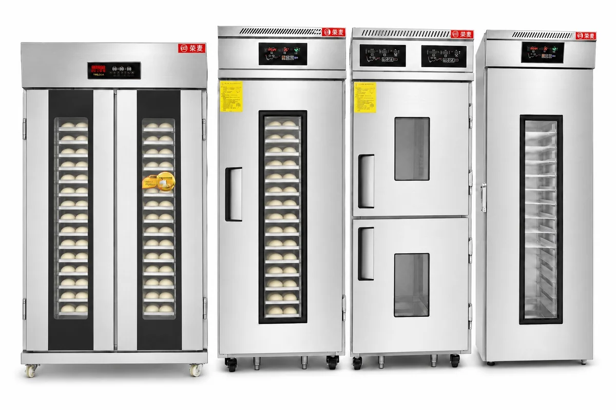 R&M commercial dough proofer cabinet with bread rolls proofing inside — bakery proofer for buns rolls and bread