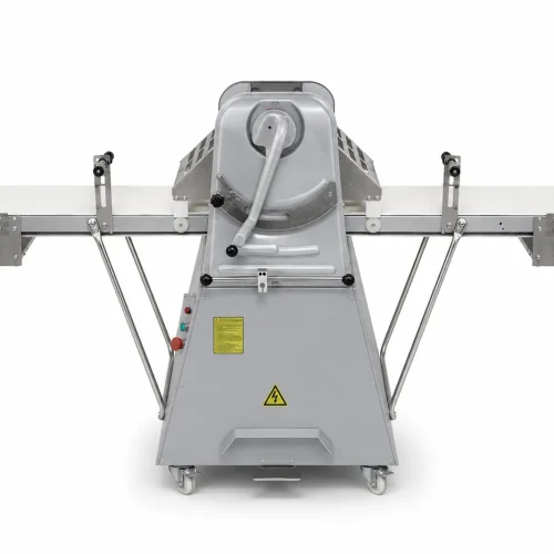 R&M dough sheeter gap adjustment lever on semi-circular track with gauge