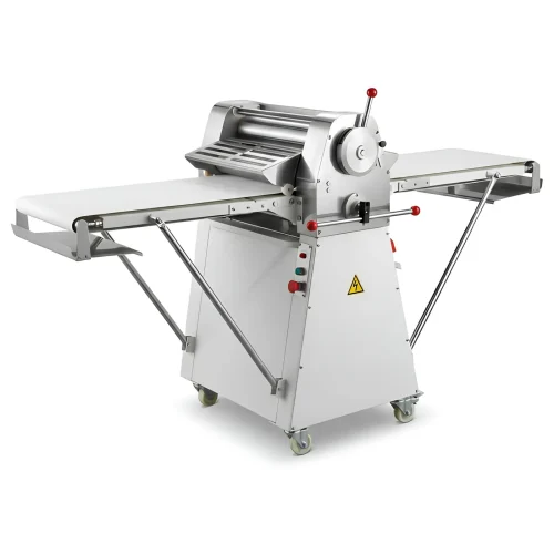 R&M commercial dough sheeter stainless steel rollers detail with safety cage