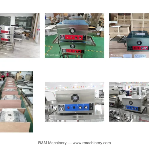 Conveyor pizza ovens packaged in wooden crates ready for export shipping