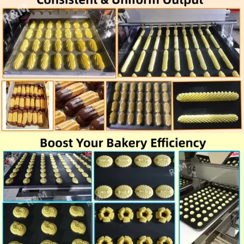 Cookie making machine products formed with interchangeable tooling