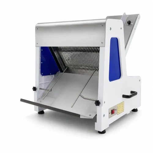 Electric bread slicer blade and feed area