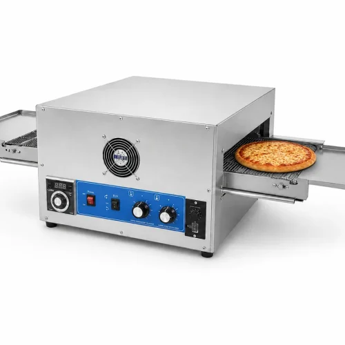 Countertop conveyor pizza oven control panel — upper temperature selection, lower speed regulation and digital display