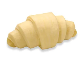 Shaped crescent croissants output from R&M GD-CM01 croissant moulder machine
