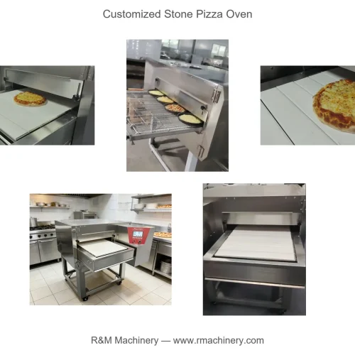 Customized stone-surface conveyor pizza oven variant with ceramic slat belt