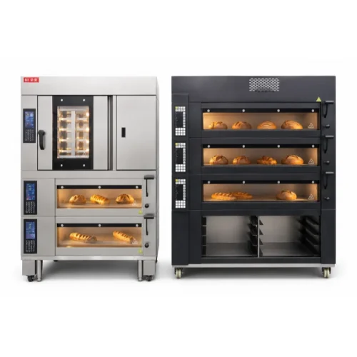 Commercial deck oven and convection oven combination for bakery production — deck plus convection in one footprint
