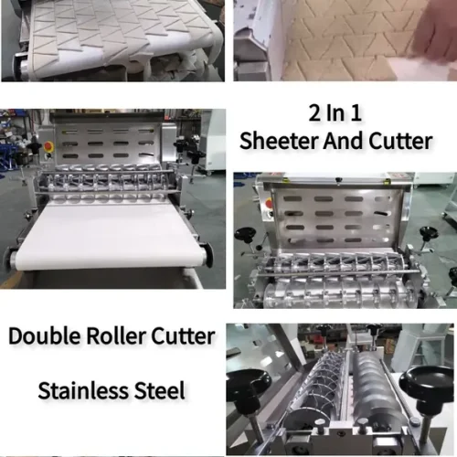 R&M 2-in-1 sheeter and cutter features — double roller cutter, stainless steel, easy install and remove, safety cover