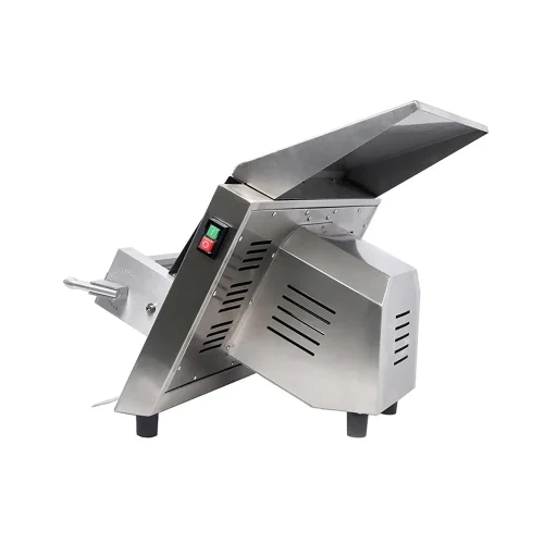 R&M electric fondant sheeter back view with motor cooling vents and green-red switches