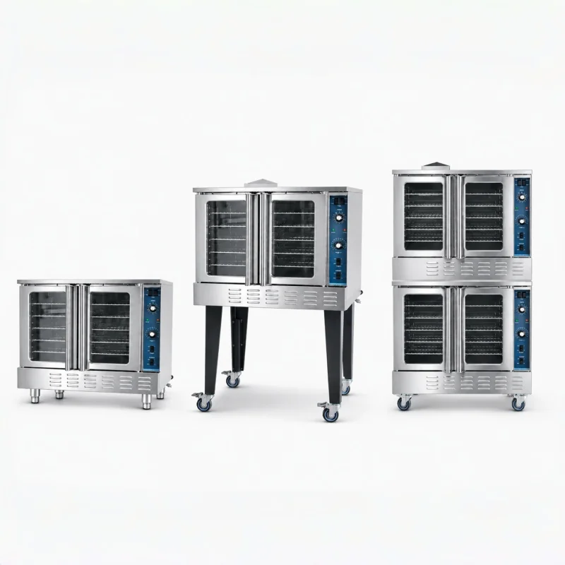 R&M full size gas convection ovens — GDRGC-100 countertop, stand and GDRGC-100D double stack configurations