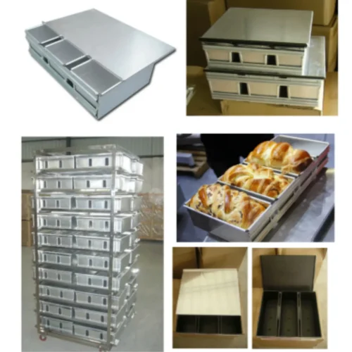 R&M 4 piece loaf pan set and storage rack commercial bakery