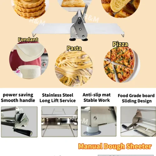 R&M GDDR-3080 manual dough sheeter 12-inch 320mm stainless steel board 6.6kg portable
