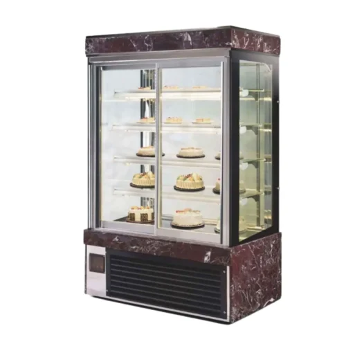 R&M marble base cake showcase dark marble upright 5 levels refrigerated premium