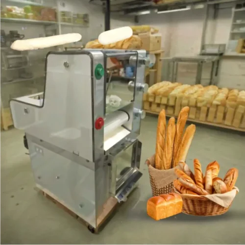 R&M mini dough moulder output — baguettes rolls and toast bread baked products