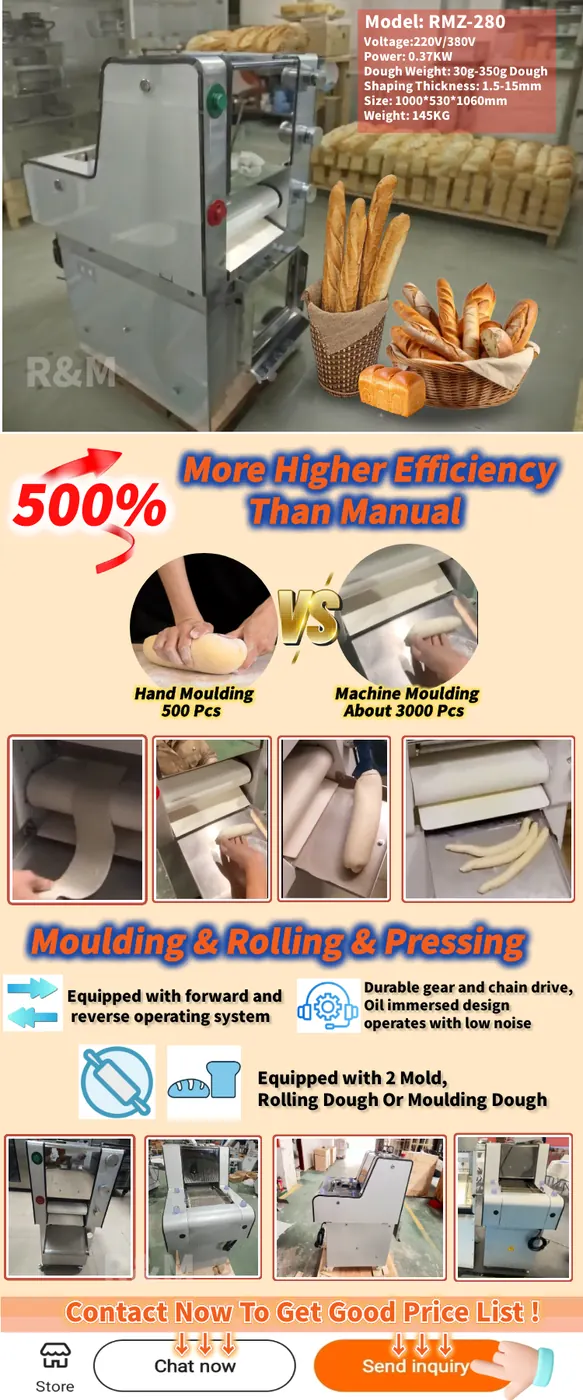 R&M RMZ-280 mini dough moulder dual function rolling and elongation 500% efficiency